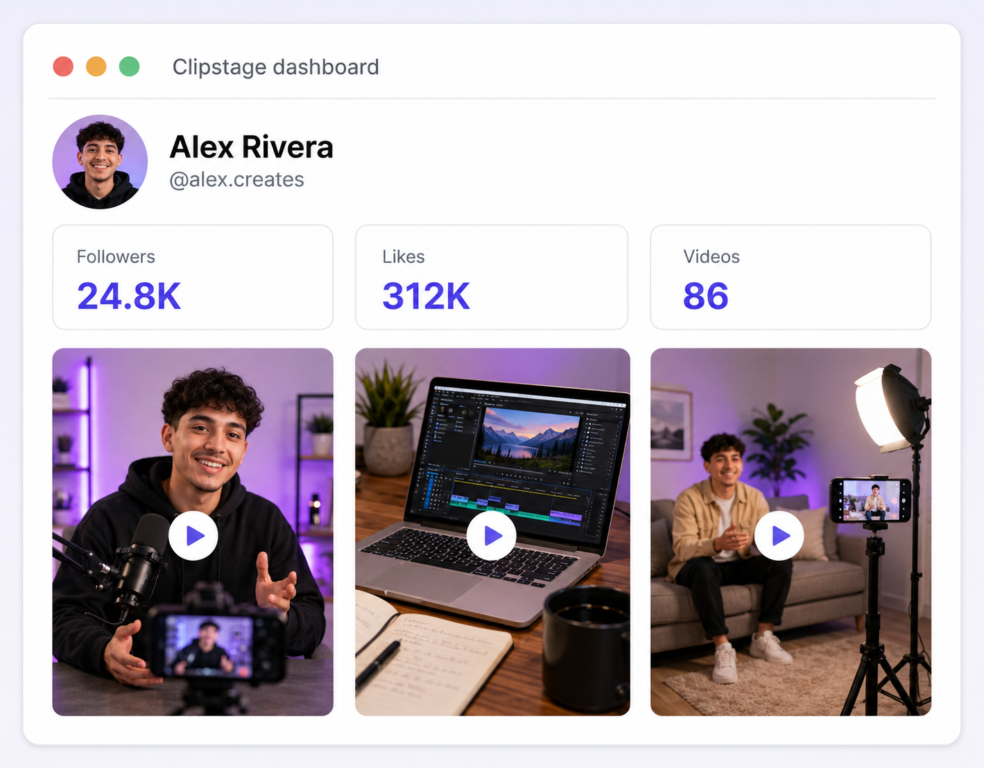 V7 Clipstage dashboard